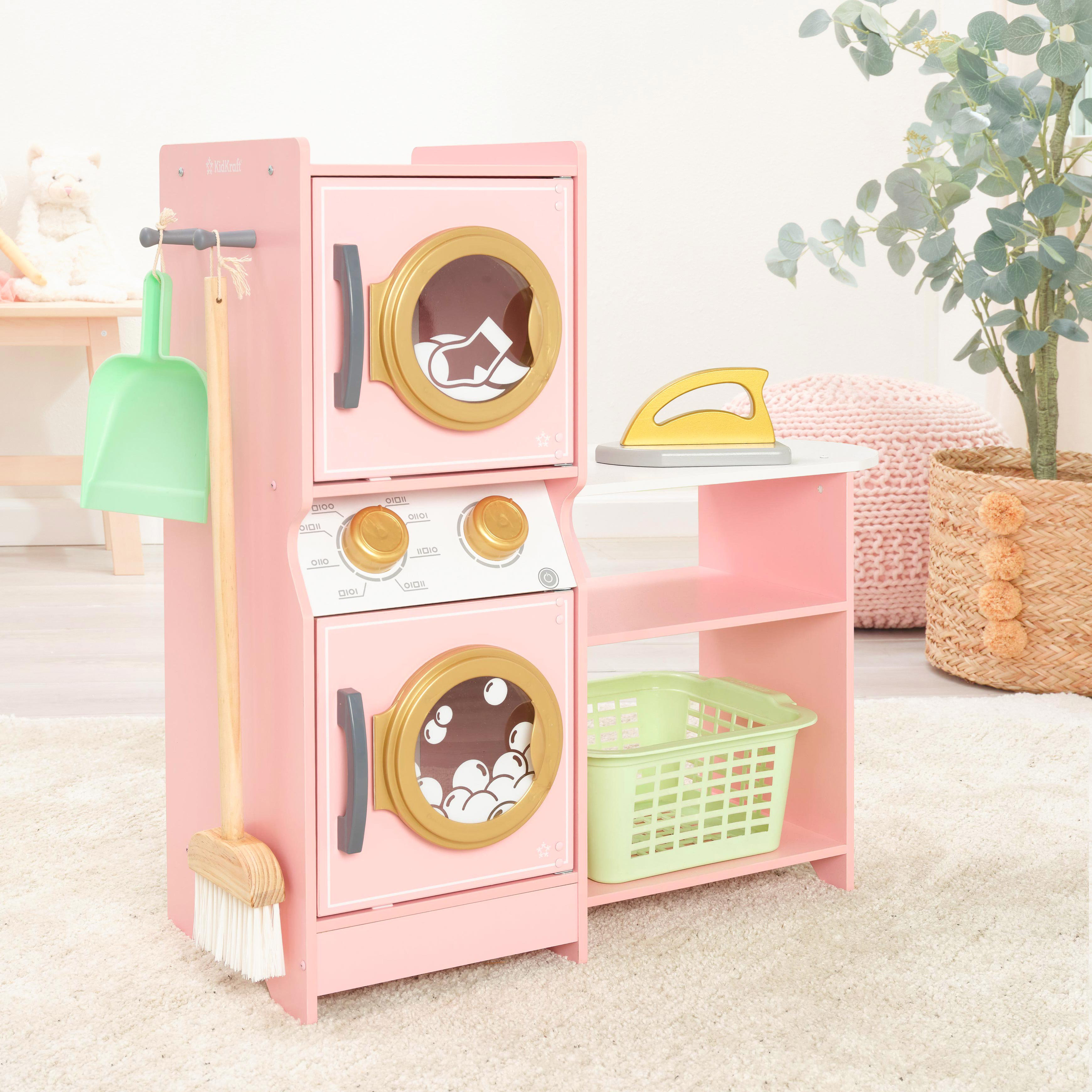 KidKraft Ensemble de buanderie en bois, laveuse et sécheuse empilables ...
