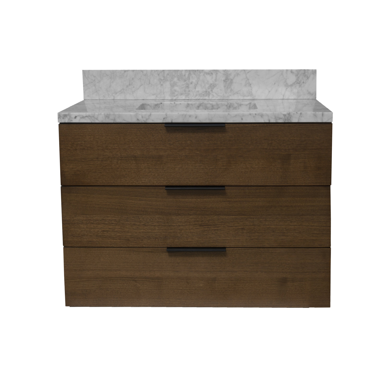 Mitchell 36'' Single Bathroom Vanity, Walnut, Carrara Marble