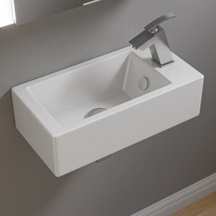Alfi Brand 10'' White Porcelain Rectangular Bathroom Sink with Overflow