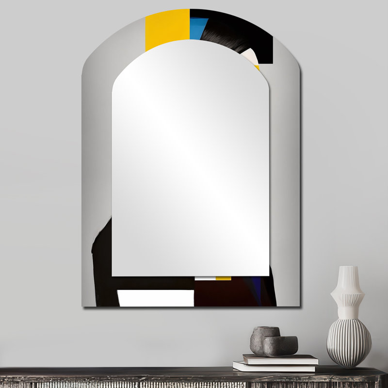 Cubist Profile In Yellow And Black - Modern Woman Asymmetrical Shapes - Glam Large Wall Mirror, 34'' x 25''