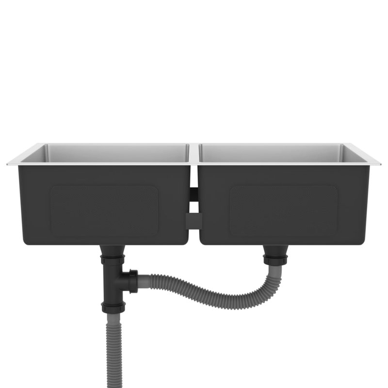 Belfry Kitchen Everalda  440mm W Steel Flush Kitchen Sink, Silver