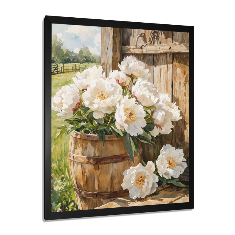Bartlette - Floral Wall Art, Noir, noir, noir, noir, H 20 po x l 12 po, Reproduction encadrée d'une seule photo