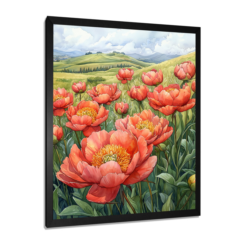 Elyria - art mural floral, Noir, H 20 po x l 12 po, Reproduction encadrée sans passe-partout
