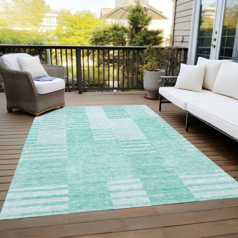 Granier Washable Striped Indoor / Outdoor Rug, Rectangle 10' x 14'