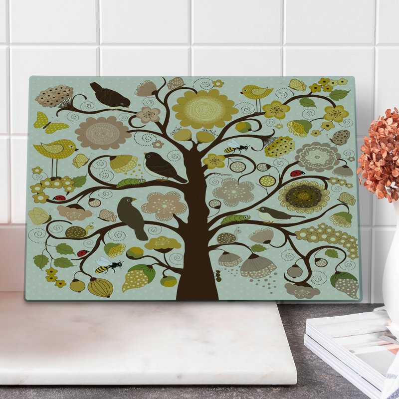 Planche à découper Ambesonne Garden Art grande taille éléments botaniques chocolat jaune foncé
