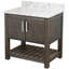 Meuble-lavabo simple de 30 po avec comptoir en quartz café et quincaillerie-111879078