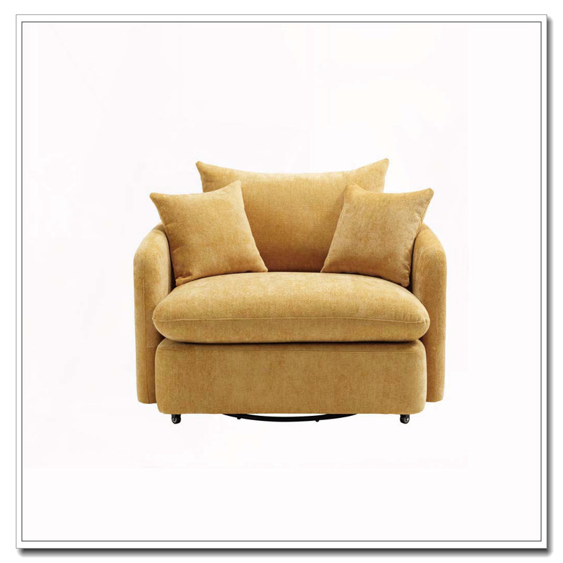 Coussin de fauteuil pivotant sur 360 ° avec 3 coussins, Jaune, NON