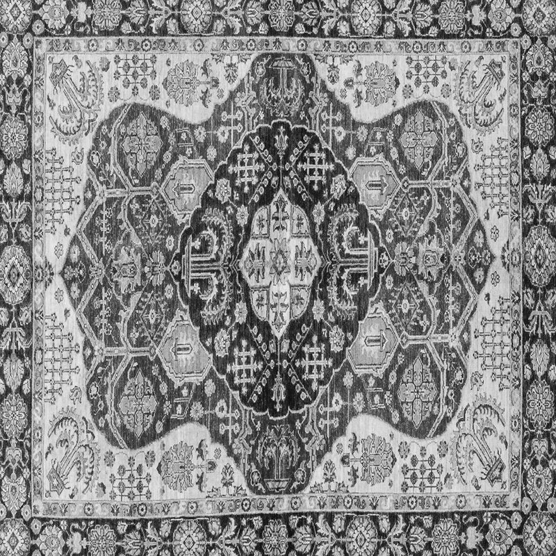 Tapis carré en laine / polyester oriental gris tissé à la machine 4 pi x 4 pi