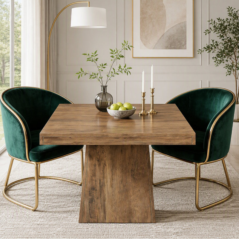 Table de salle à manger de ferme 31,5 "avec base piédestal, Brun