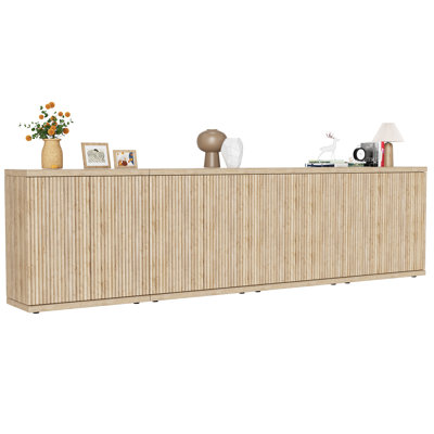 123.6'' W Sideboard Buffet Cabinet With Fluted Doors And Adjustable Shelves (Set of 4)