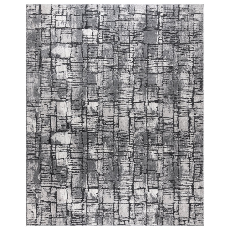 Imani 6' x 9' Black and Gray Abstract Shag Rug