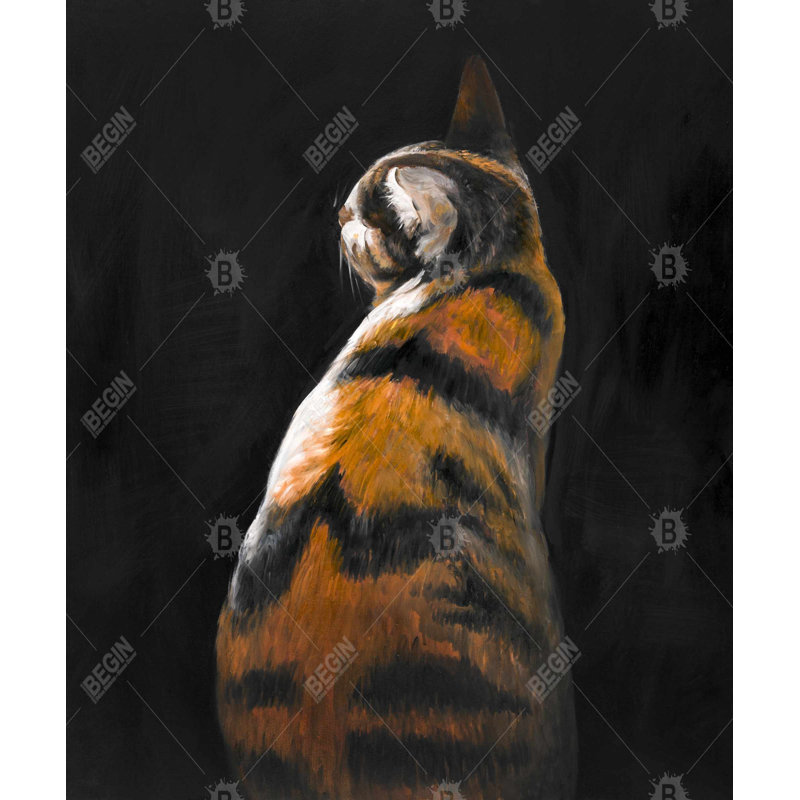 Chat tacheté - Toile moderne orange pour la maison | Reproduction d'art