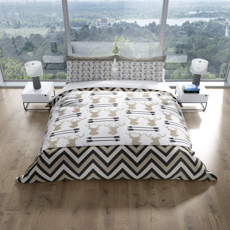 Polyester Chevron / Zig Zag Duvet Cover, Queen Duvet Cover + 2 Shams
