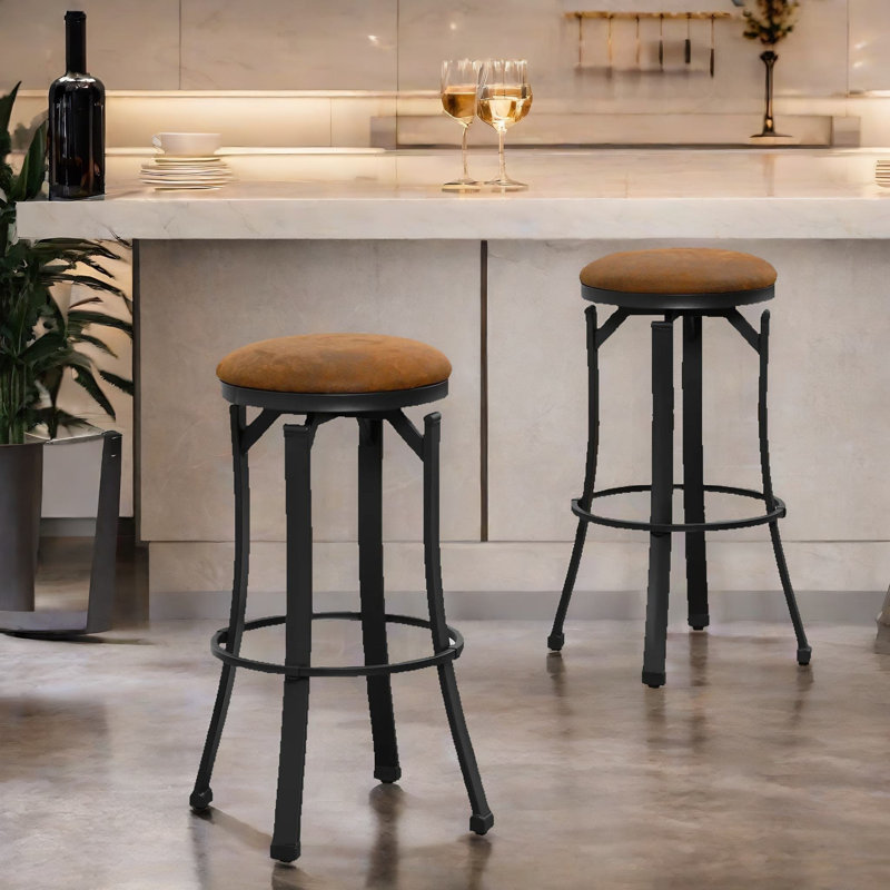 Kanli 72.8cm 360-Swivel 2-Piece Stools Retro Kitchen Home Furniture Chair