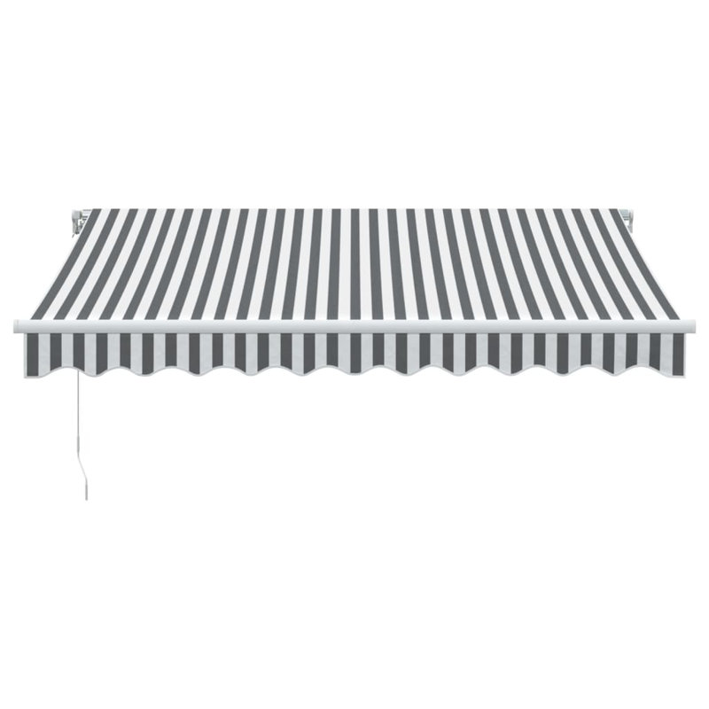 Longshore Tides Polyester Cover Retractable Patio Awning, White/Anthracite, Striped, 300 x 250cm