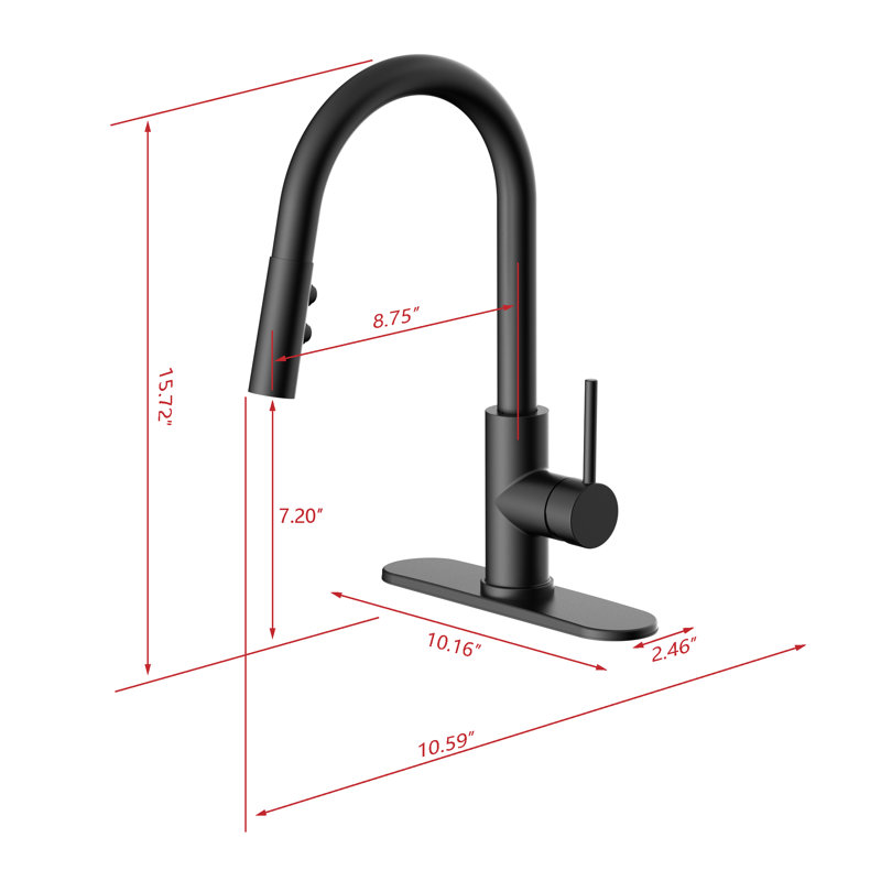Vetta Pull Down Kitchen Faucet, Matte Black