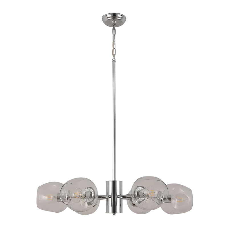 Lustre cylindrique 6 lumières lanterne Allenford, Argent