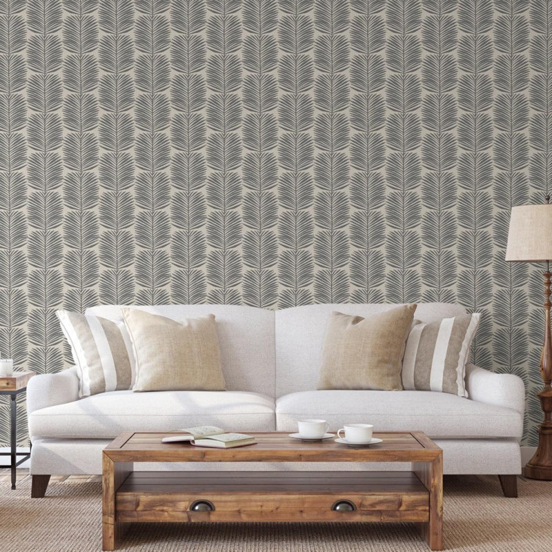 Rouleau de papier peint L 10 pi x l 24 po Organic Betty Palms, Cachemire, Faux Grasscloth, Non encollé