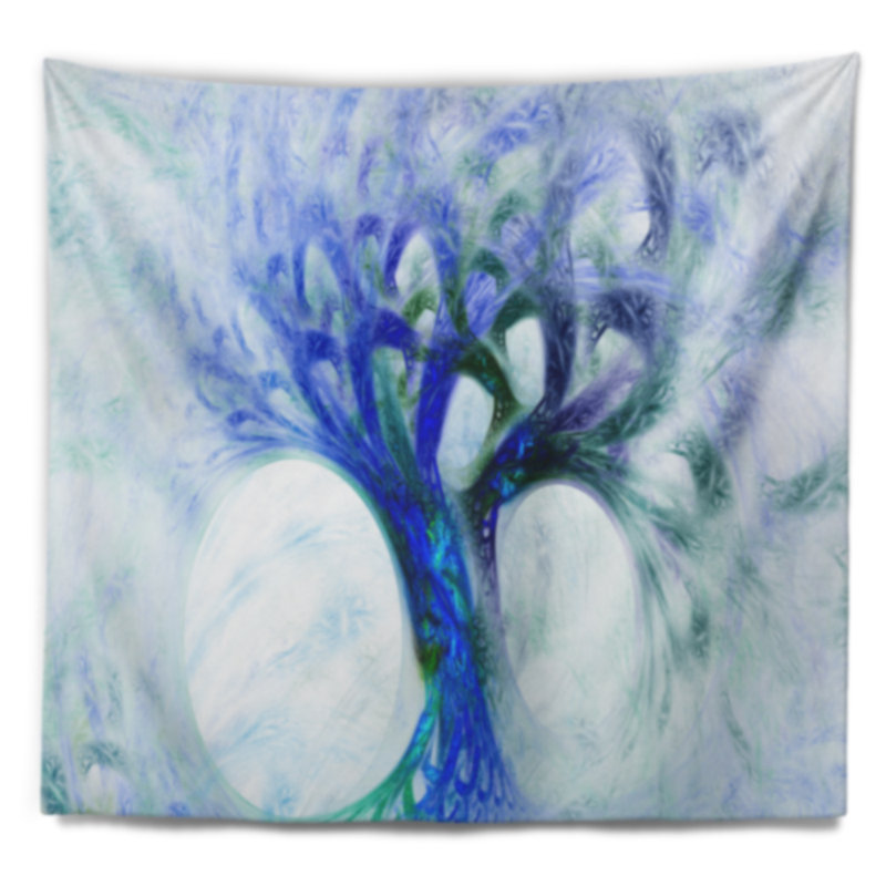 Tapisserie d’arbre abstract blue mystic psychédélique, H 50 po x l 60 po