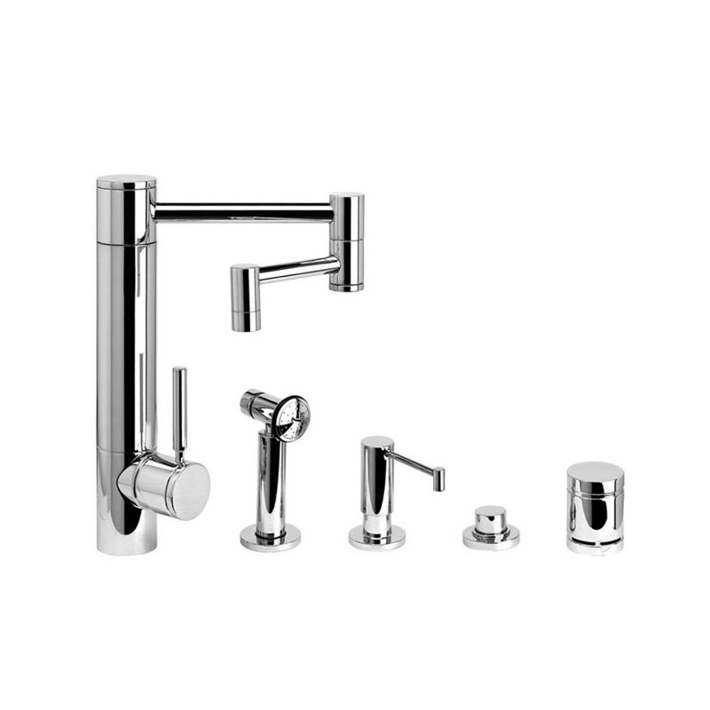 Hunley Kitchen Faucet - 12" Articulated Spout, Chrome