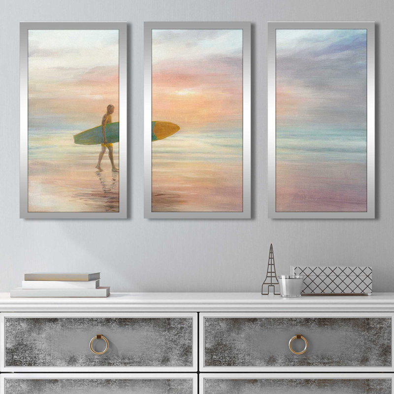 Surfside - peinture de cadre photo 3 pièces, L 40,5 po x H 25,5 po x P 1 po
