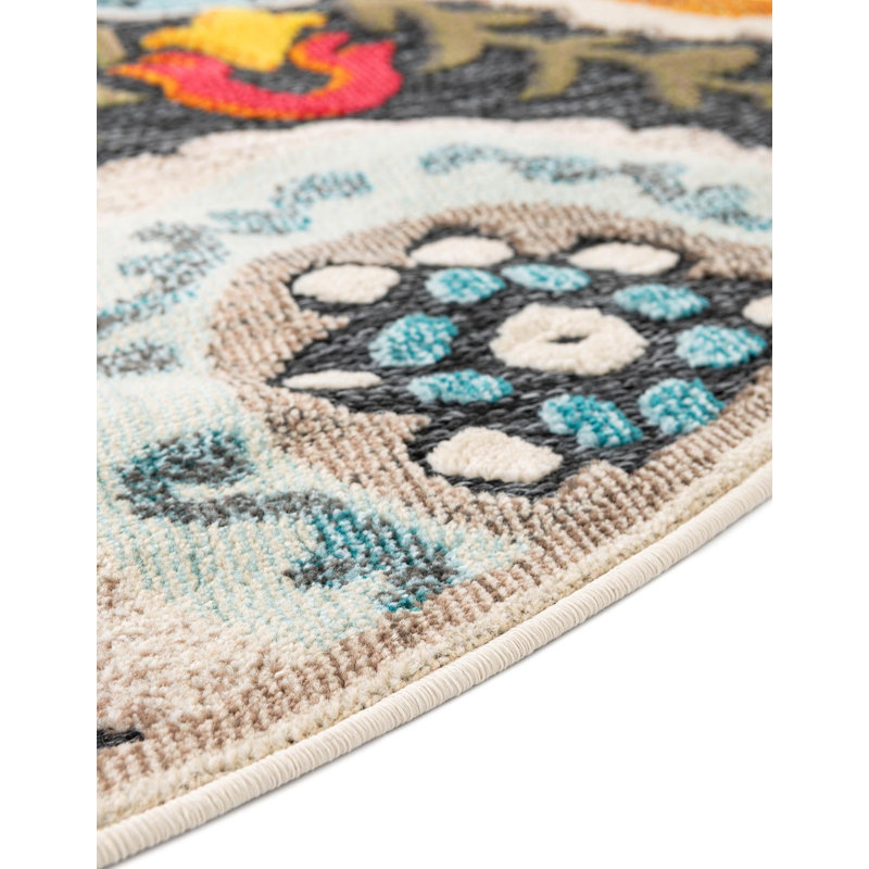 Bungalow Rose Oualida Caimin Indoor/Outdoor Area Rug, Round 6'1"