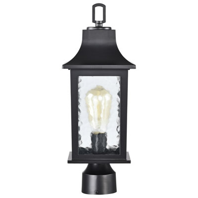 Tête de lanterne câblée à 1 lumière H 17,33 po noir mat