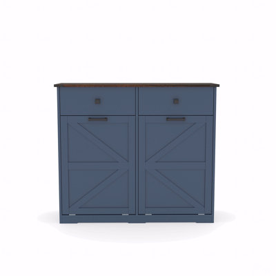 Cabinet, Farmhouse, Blue Double Tilt Out Trash