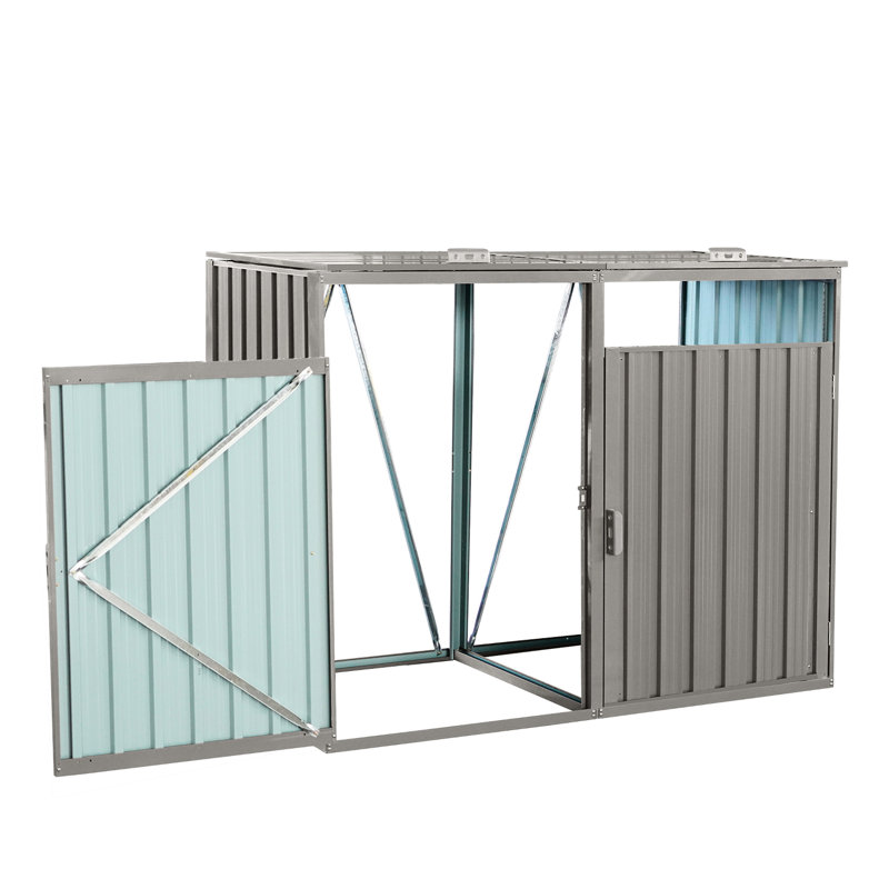 Poubelle en métal pour la pelouse - Gris pouvant accueillir 2 poubelles en acier galvanisé