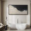 Grande impression sur toile encadrée, reproduction d'art abstrait neutre pour décoration murale moderne minimaliste-116848142-116848143