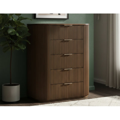 Queensbury Solid Wood Fluted 5 Drawer Chest