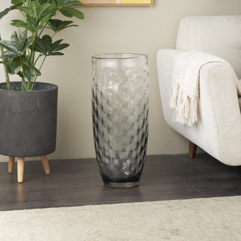 Vase en verre, H 23,9 po x l 10,1 po x P 10,2 po, Noir