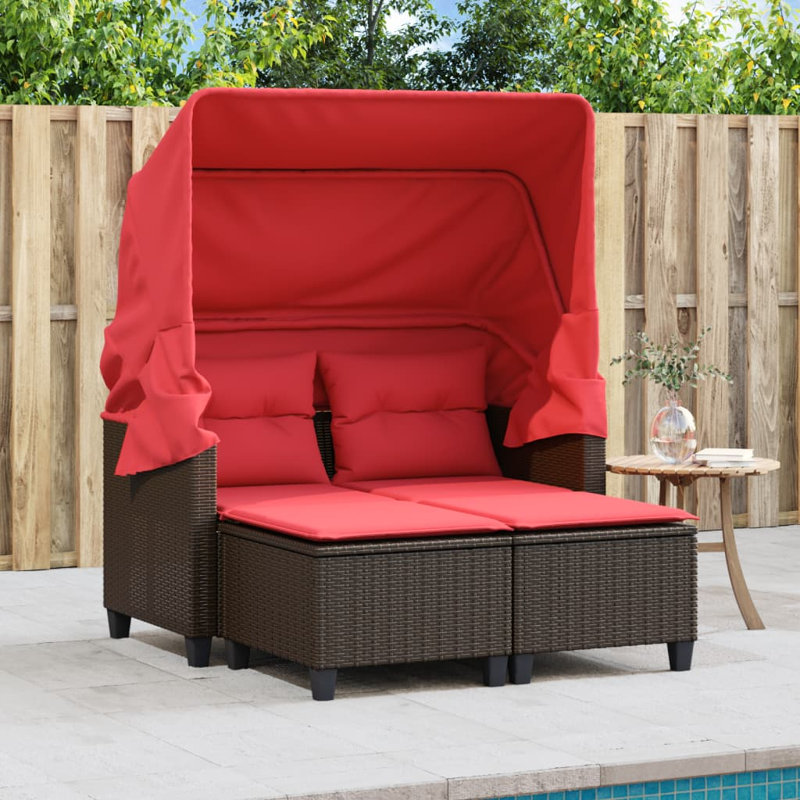 48.4'' Wide Rectangle Patio Sofa with Cushions, Red/Brown