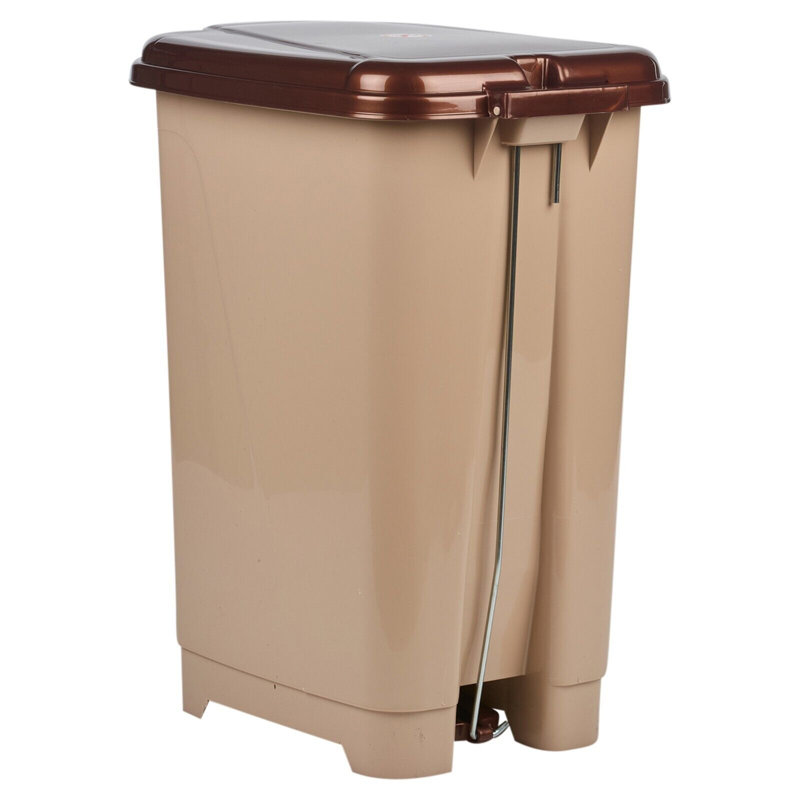Esmerelda Plastic Pedal Lid Pedal Bin - 15.45L, Red/Brown