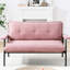 53 po, beige, rose, noir, mélange, conception à boutons, structure en métal, coussin rembourré en éponge 2 places de style moderne, loisirs à la maison