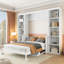 Lit escamotable double avec bureau et bibliothèque-47791507