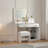  Vanity Desk With 3 Colors Led,Power Outlet and makeup organizer,makeup table with comfy chair and hair-dryer holder, white