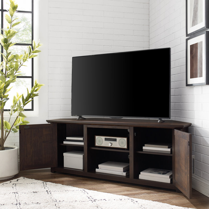 Meuble télé de coin pour téléviseur de 65 po ou moins Rozier, 22'' H x 58'' W x 20'' D, Noyer foncé