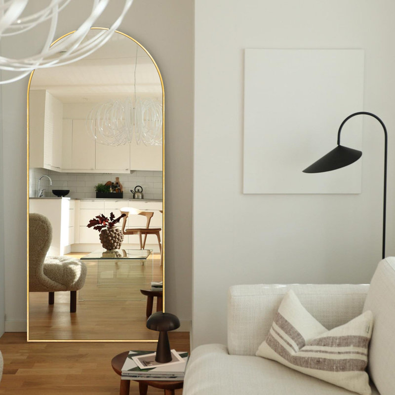 Grand miroir pleine grandeur avec 3 modes de fixation, Doré, 71 po x 24 po