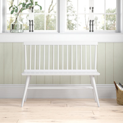 Causeuse de banc en bois d'hévéa de couleur unie avec coussin protecteur Hadiya