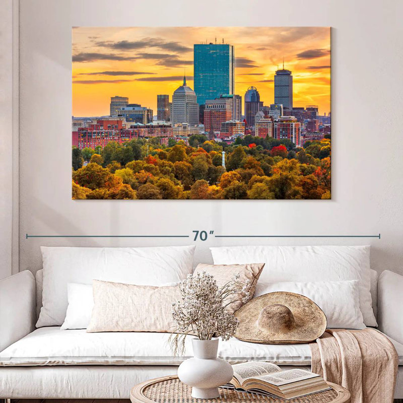 Ravi Boston Autumn Sunset, H 34 po x l 51 po