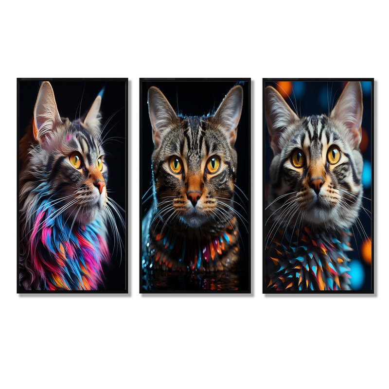 American Shorthair Harmony Cat, Cadre flottant noir, H 32 po x l 48 po