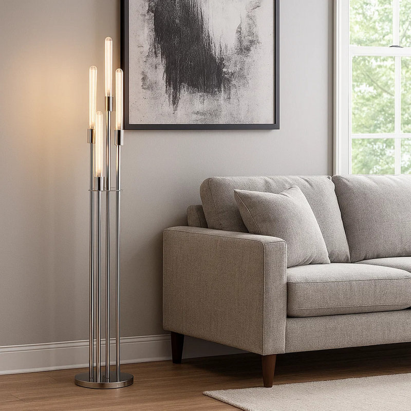 Lampe sur pied à branches en nickel 59 po Jaenicke