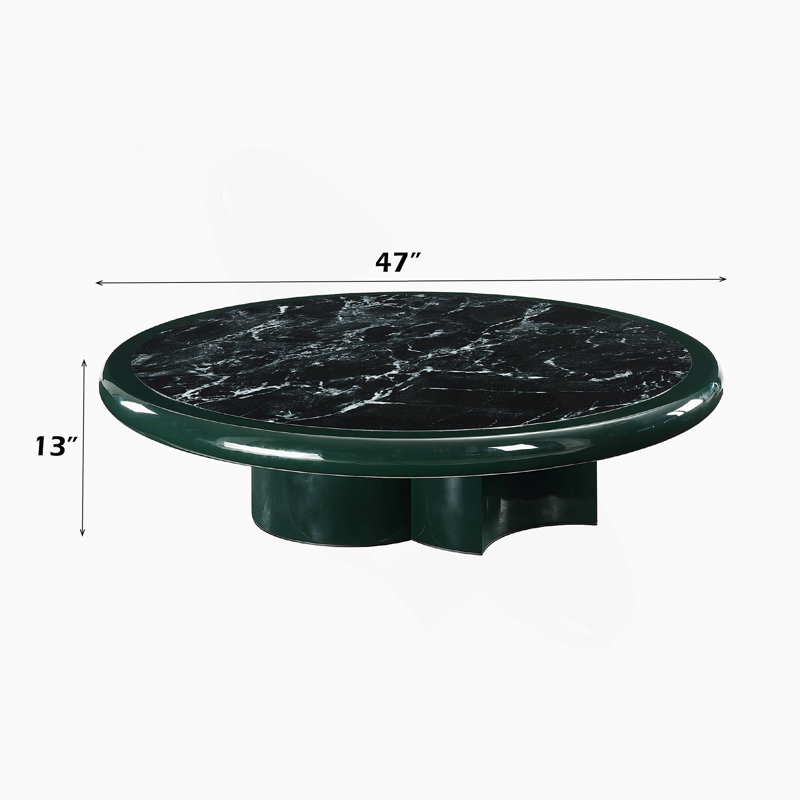 Dessus en marbre, table basse vert foncé