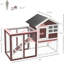 Abri de 48 po en bois massif, toit imperméable, plateau amovible, cage à lapin confortable avec toit en asphalte et rampe brun