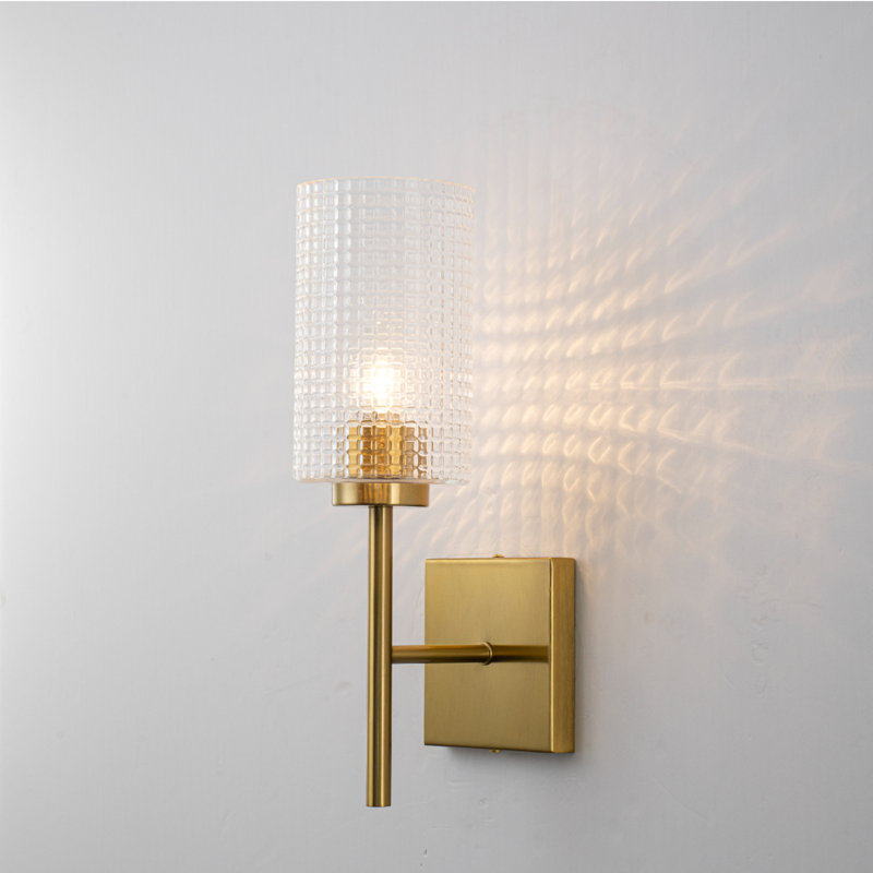 Dimmable Armed Sconce with Prismatic Glass Shade