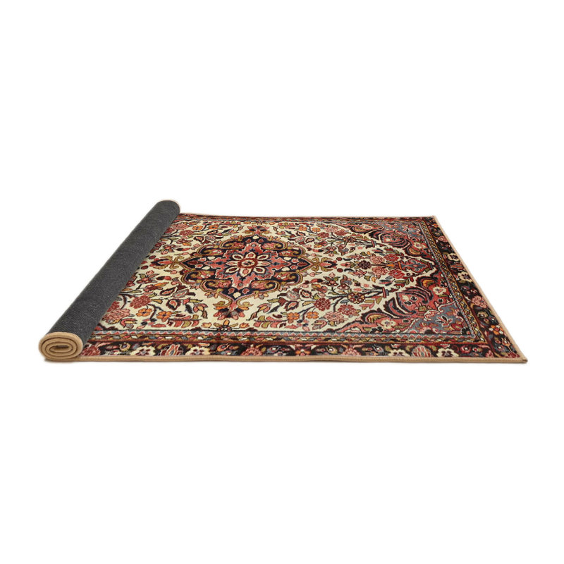 Tapis beige/rouge/noir traditionnel Gero, Rond 5 pi
