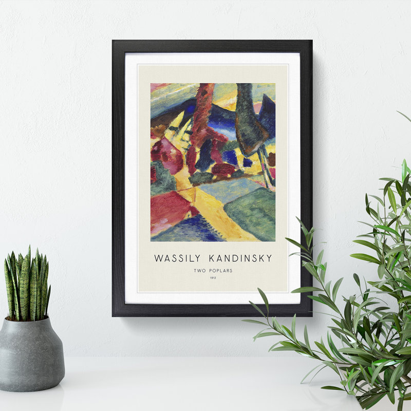 Landscape with Two Poplars by Wassily Kandinsky - Picture Frame Art Prints, 48cm H x 36cm W x 2cm D, Black Framed