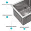 Évier de cuisine encastrable 13 po - 13 po x 15 po x 9 po - Évier de cuisine en acier inoxydable encastrable à profondeur unique de calibre 16 de 9 po