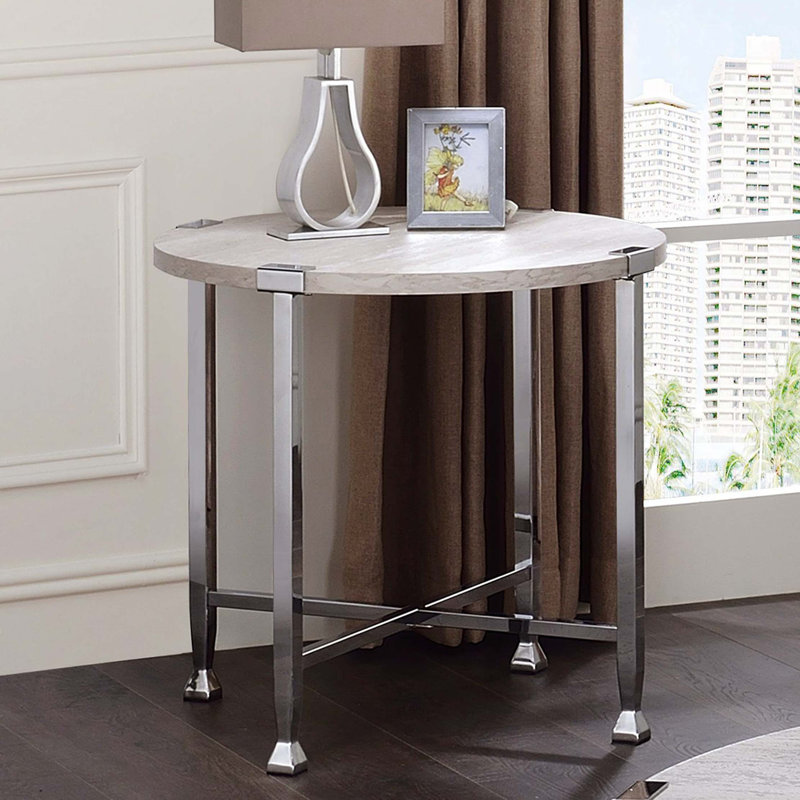 Round Coffee Table With X-Shape Support